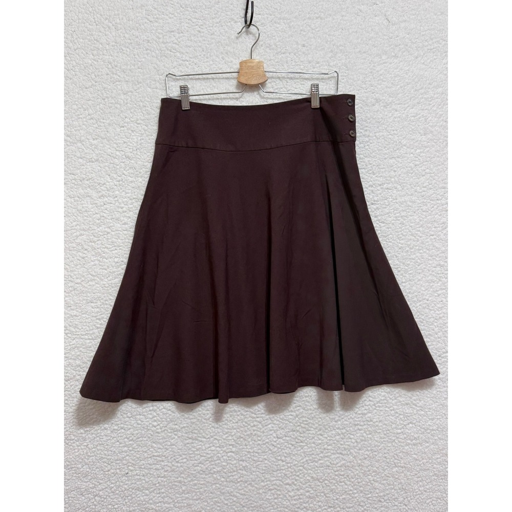 Chaps Brown A Line Skirt Women Size 10 Knee Length Side Button Detail - Picture 2 of 8